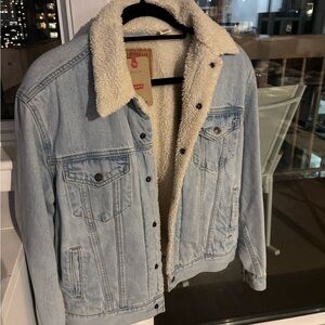 NWT Levi's Blue Denim Jacket with Sherpa Lining